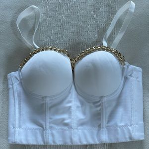 MICAS White and Gold Crop Top